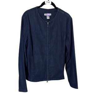 Denim‎ Jacket Womens Full Zip Dark Wash Jean Jacket Classic Casual Everyday